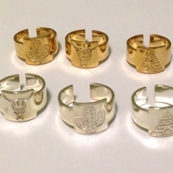 AMERICAN NATIVE RINGS - ανοιχτά δαχτυλίδια "Άγρια δύση" - επιχρυσωμένα, βεράκια, boho, μπρούντζος, κάκτος, αυξομειούμενα
