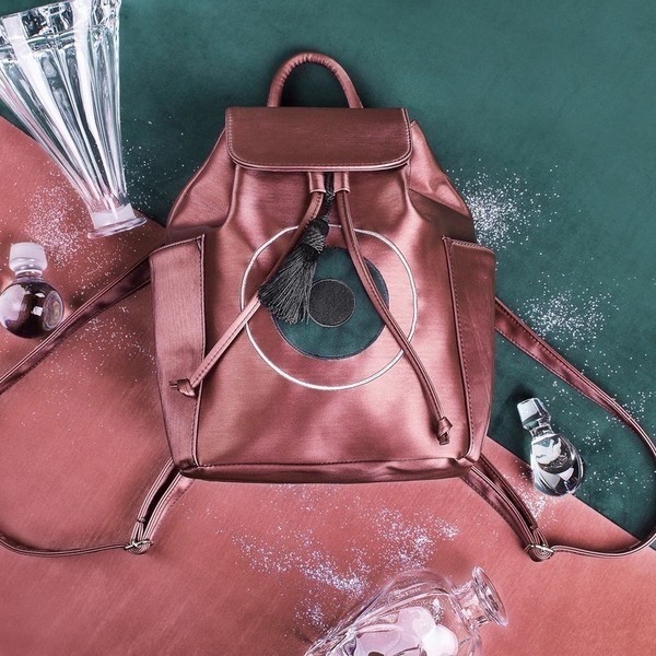 Bordo Metallic Bag - Metallic Backpack by Christina Malle - σακίδια πλάτης, τσάντα, δερματίνη - 3