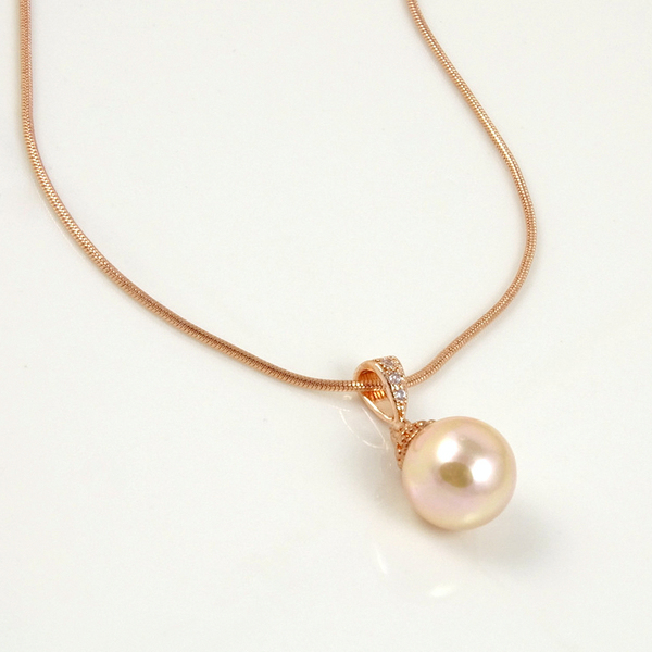Ροζ επίχρυσο κολιέ με σομόν shell pearls - βραδυνά, μοναδικό, δώρο, κολιέ, γάμος