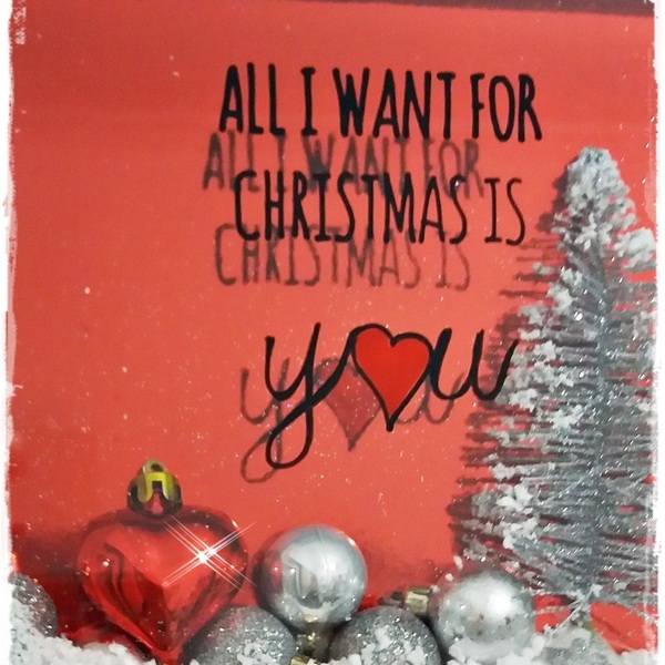 Χριστουγεννιάτικο κάδρο "...all I want for Christmas" - διακοσμητικό, ξύλο, γυαλί, ιδιαίτερο, πίνακες & κάδρα, επιτοίχιο, πρωτότυπο, χειροποίητα, δωράκι, ερωτευμένοι, χριστουγεννιάτικο - 3