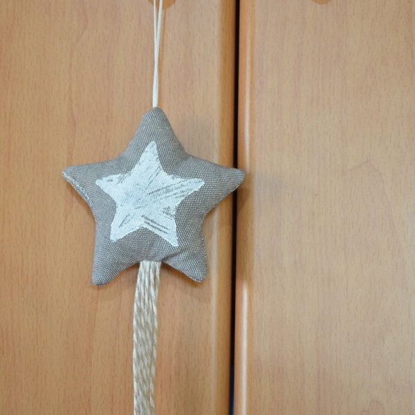 Boho Διακοσμητικό αστέρι από καμβά με κρόσσια - ύφασμα, διακοσμητικό, διακόσμηση, ακρυλικό, boho, στολίδια - 5