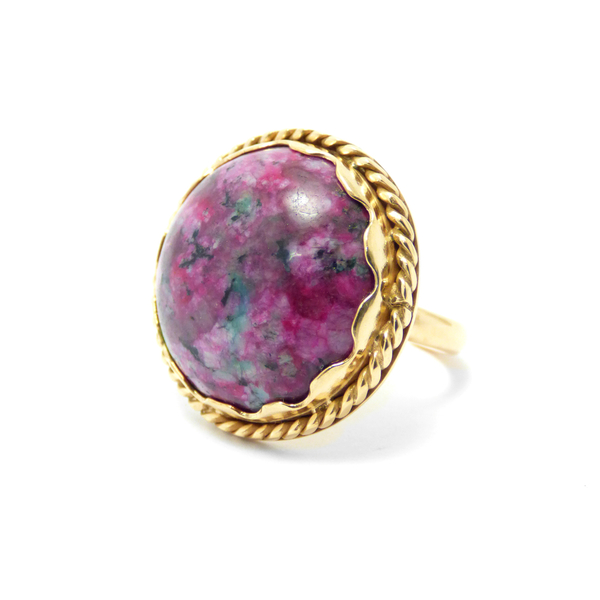 " Gold Ruby Zoisite " - Χειροποίητο επίχρυσο δαχτυλίδι με ημιπολυτιμο λίθο Ρουμπίνι σε Ζοϊσίτη! - ημιπολύτιμες πέτρες, ημιπολύτιμες πέτρες, chic, handmade, βραδυνά, fashion, καλοκαιρινό, vintage, κλασσικό, design, ιδιαίτερο, μοναδικό, μοντέρνο, γυναικεία, καλοκαίρι, επιχρυσωμένα, επιχρυσωμένα, ορείχαλκος, sexy, ανοιξιάτικο, σύρμα, χειμωνιάτικο, donkey, δαχτυλίδια, χειροποίητα, απαραίτητα καλοκαιρινά αξεσουάρ, must αξεσουάρ, κλασσικά, γυναίκα, boho, ethnic