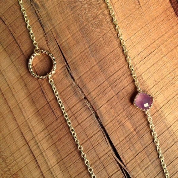 Long chain necklace with crystals - chic, handmade, κρύσταλλα, μέταλλο, χειροποίητα, minimal - 2