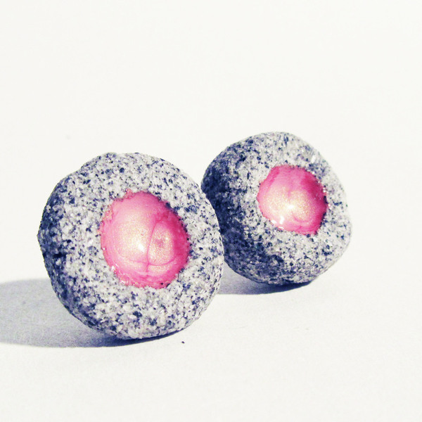 lava salmon pink σκουλαρίκια - ιδιαίτερο, μοντέρνο, πέτρα, σμάλτος, σκουλαρίκια, χειροποίητα, δωράκι