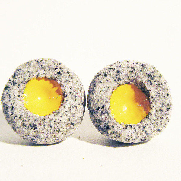 lava yellow σκουλαρίκια - ιδιαίτερο, μοντέρνο, πέτρα, σμάλτος, δώρο, πηλός, σκουλαρίκια, χειροποίητα