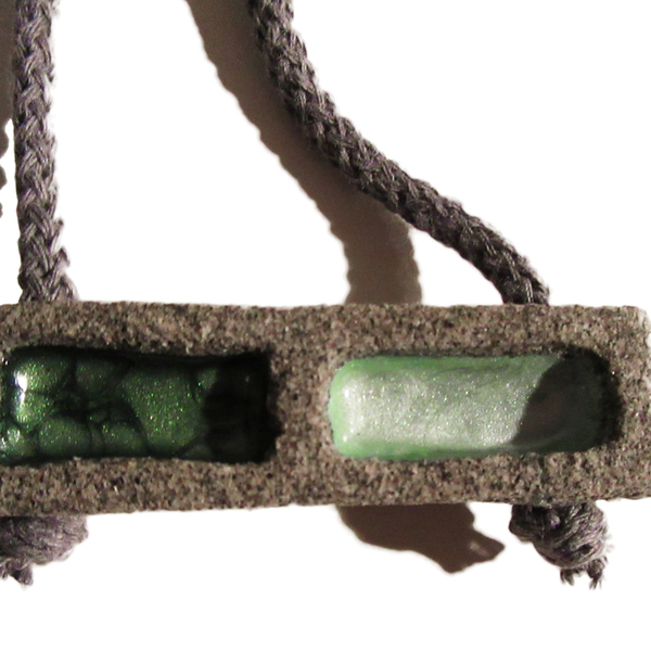 brick double green - ιδιαίτερο, μοντέρνο, πέτρα, σμάλτος, δώρο, πηλός, κολιέ, χειροποίητα