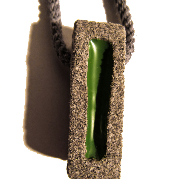 brick green - ιδιαίτερο, μοντέρνο, πέτρα, σμάλτος, πηλός, κολιέ, χειροποίητα