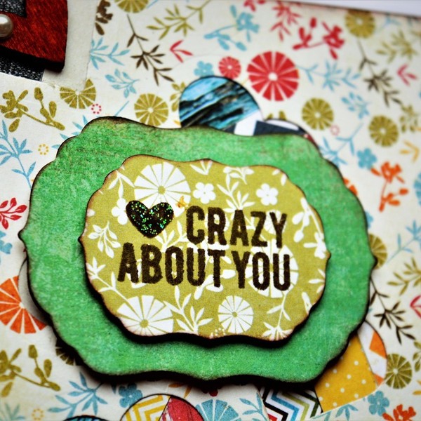 Κάρτα " Crazy about you" - ξύλο, καρδιά, χαρτί, δώρο, αγάπη, δώρα, δωράκι, είδη δώρου, ερωτευμένοι, πέρλες, ζευγάρια - 2