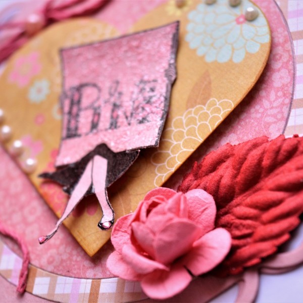 Kάρτα "On the Pink" - κύκλος, καρδιά, κορίτσι, χαρτί, δώρο, λουλούδια, κορδόνια, δωράκι, είδη δώρου, λουλούδι, πέρλες, γενική χρήση - 3