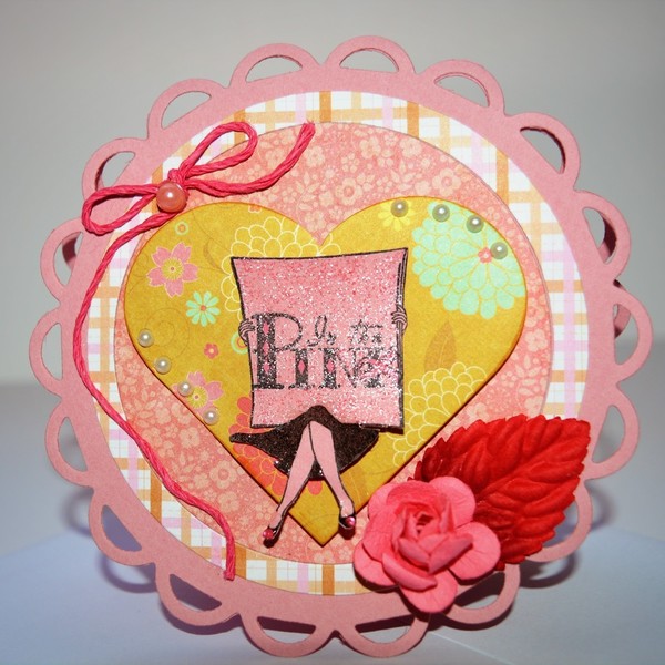 Kάρτα "On the Pink" - κύκλος, καρδιά, κορίτσι, χαρτί, δώρο, λουλούδια, κορδόνια, δωράκι, είδη δώρου, λουλούδι, πέρλες, γενική χρήση - 4