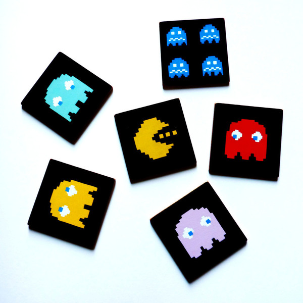 Pac-Man. Ξύλινα, μοναδικά, ζωγραφισμένα στο χέρι σουβέρ - ξύλο, ζωγραφισμένα στο χέρι, μοναδικό, παιχνίδι, δώρο, χειροποίητα, unique - 2