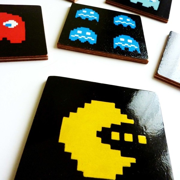 Pac-Man. Ξύλινα, μοναδικά, ζωγραφισμένα στο χέρι σουβέρ - ξύλο, ζωγραφισμένα στο χέρι, μοναδικό, παιχνίδι, δώρο, χειροποίητα, unique - 3