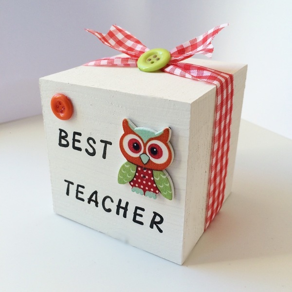 Ξύλινο Press Papier κύβος για την δασκαλα - κορδέλα, κορδέλα, ξύλο, ιδιαίτερο, ζωάκι, δώρο, κουτί, σχολικό, κουκουβάγια, κουμπί, παιδί, δωράκι, ξύλινο, διακοσμητικά, δώρα για δασκάλες