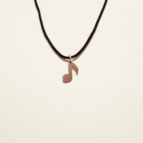 _music note necklace - handmade, αλπακάς, κολιέ, κορδόνια, χειροποίητα, διακριτικό, μπρούντζος