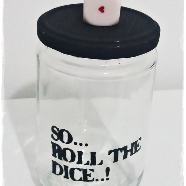 NEW!! Σετ βάζα "..Roll the dice!" - γυαλί, ιδιαίτερο, κουζίνα, αγάπη, πρωτότυπο, χειροποίητα, δωράκι, σε αγαπώ, ερωτευμένοι - 4