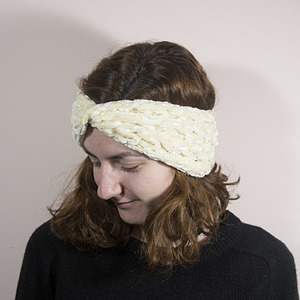 Χειροποίητη knitted βελούδινη κορδέλα VELVET OFF-WHITE - κορδέλα, πλεκτό, βελούδο, χειροποίητα, headbands