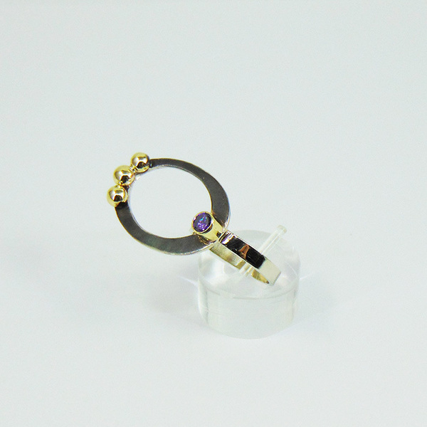 "Purple stone" - Οβάλ δαχτυλίδι με αμέθυστο - statement, ημιπολύτιμες πέτρες, handmade, fashion, ιδιαίτερο, μοναδικό, μοντέρνο, αμέθυστος, ορείχαλκος, αλπακάς, δαχτυλίδι, γεωμετρικά σχέδια, χειροποίητα, αυξομειούμενα - 2