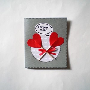 Valentine's Day Card - κορδέλα, ξύλο, χαρτί, χειροποίητα