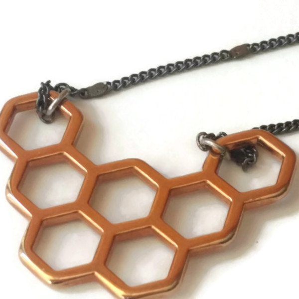 Gold plated honeycomb - statement, επιχρυσωμένα, elegant, all day, minimal, layering, δώρα για γυναίκες