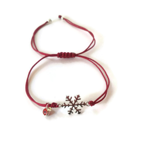 Snowflake bracelet - ασήμι 925, κορδόνια, elegant, all day, must αξεσουάρ, birthday, casual