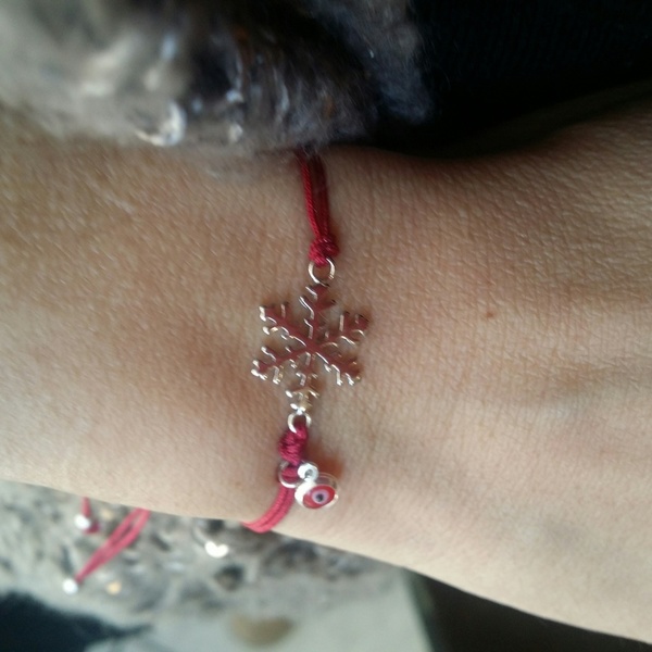 Snowflake bracelet - ασήμι 925, κορδόνια, elegant, all day, must αξεσουάρ, birthday, casual - 4