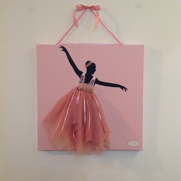 " Prima Ballerina " Μπαλαρίνα σε καμβά - πίνακες & κάδρα, καμβάς, κορίτσι, επιτοίχιο, μπαλαρίνα, χειροποίητα, romantic, παιδική διακόσμηση, παιδικά κάδρα - 2