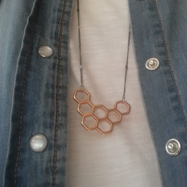Gold plated honeycomb - statement, επιχρυσωμένα, elegant, all day, minimal, layering, δώρα για γυναίκες - 4