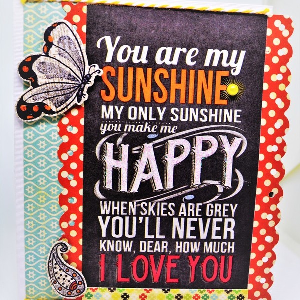Kάρτα "You are my Sunshine" - χαρτί, δώρο, αγάπη, πεταλούδα, είδη δώρου, πέρλες