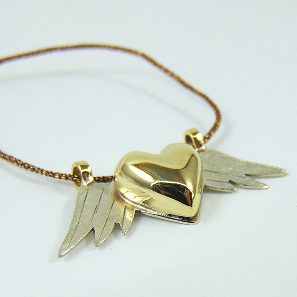 Angel wings - Κολιέ καρδούλα με φτερά - handmade, ιδιαίτερο, ορείχαλκος, αλπακάς, καρδιά, κολιέ, χειροποίητα, romantic, unique
