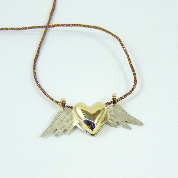 Angel wings - Κολιέ καρδούλα με φτερά - handmade, ιδιαίτερο, ορείχαλκος, αλπακάς, καρδιά, κολιέ, χειροποίητα, romantic, unique - 2