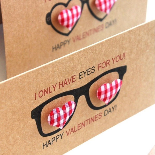 Κάρτα γυαλιά με καρδούλες - ύφασμα, φάκελοι, καρδιά, χαρτί, αγάπη, κορδόνια - 2