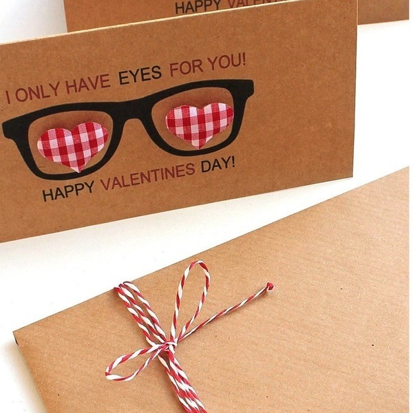 Κάρτα γυαλιά με καρδούλες - ύφασμα, φάκελοι, καρδιά, χαρτί, αγάπη, κορδόνια - 5