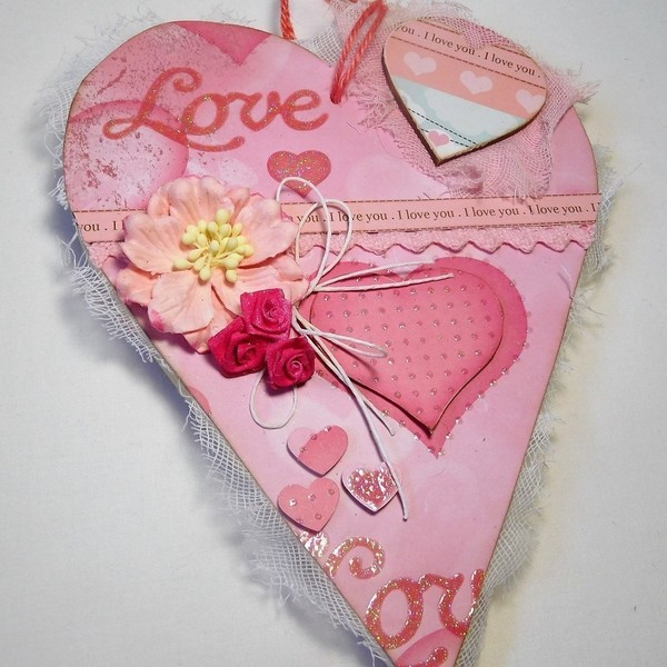 Ξύλινη καρδιά τοίχου - διακοσμητικό, ξύλο, καρδιά, χαρτί, λουλούδια, αγάπη, τοίχου