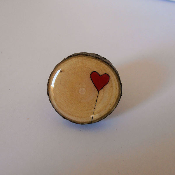 Δαχτυλίδι "Love" - ξύλο, γυαλί, ζωγραφισμένα στο χέρι, μοναδικό, καρδιά, δώρο, αγάπη, αγάπη, ακρυλικό, πρωτότυπο, δαχτυλίδι, unique - 2