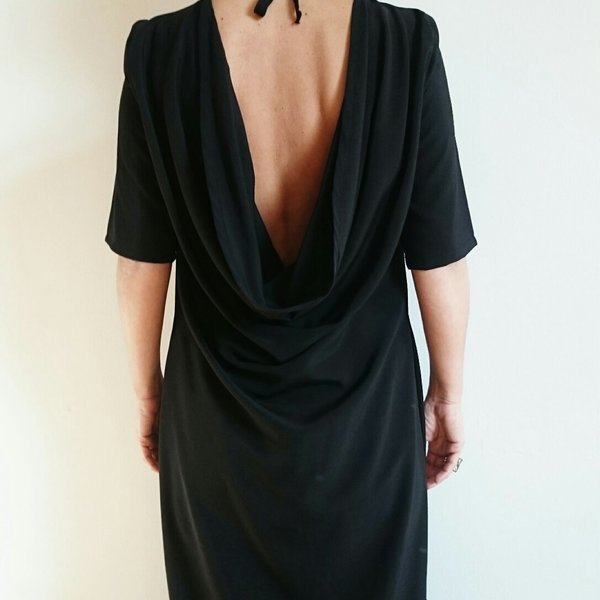 Mαύρο Jijibobo εξώπλατο μακρύ φόρεμα - minimal - 5