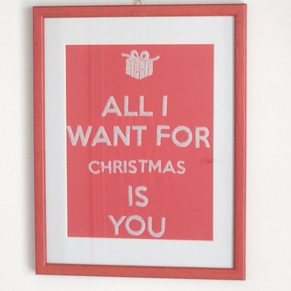 All I Want for Christmas, Χριστουγεννιάτικο κάδρο κεντημένο - ύφασμα, ύφασμα, κεντητά, ξύλο, πίνακες & κάδρα, αγάπη, χειροποίητα, για όλες τις ώρες, χριστουγεννιάτικο