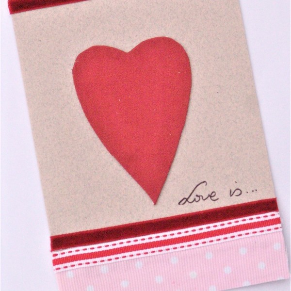Heart..χειροποίητη κάρτα με καρδιά από βελούδο! - καρδιά, αγάπη, βελούδο, δωράκι, βαμβακερές κορδέλες