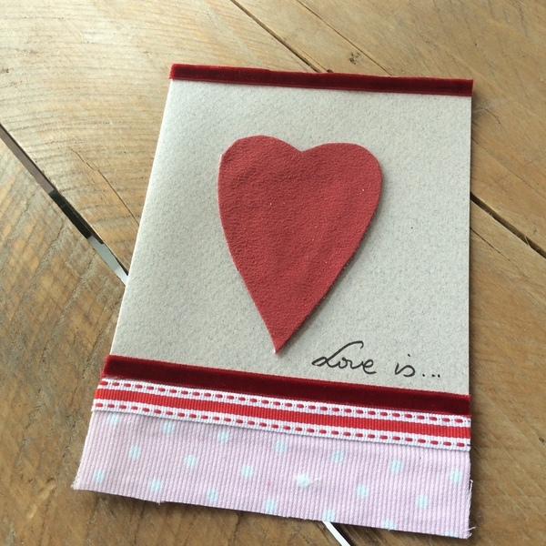 Heart..χειροποίητη κάρτα με καρδιά από βελούδο! - καρδιά, αγάπη, βελούδο, δωράκι, βαμβακερές κορδέλες - 2