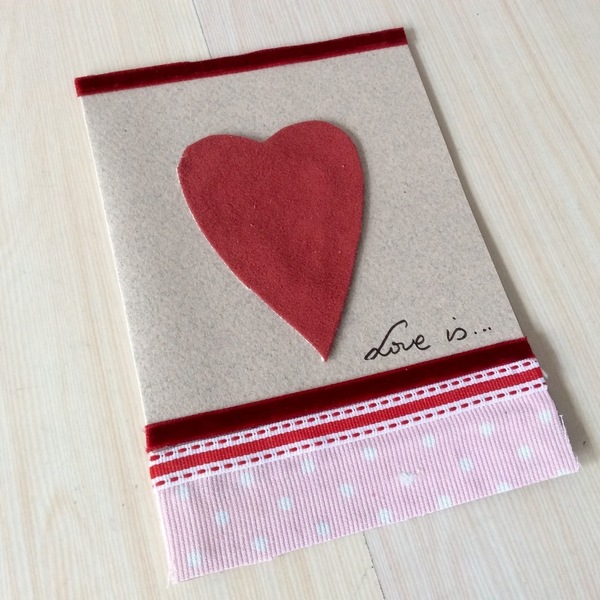 Heart..χειροποίητη κάρτα με καρδιά από βελούδο! - καρδιά, αγάπη, βελούδο, δωράκι, βαμβακερές κορδέλες - 3
