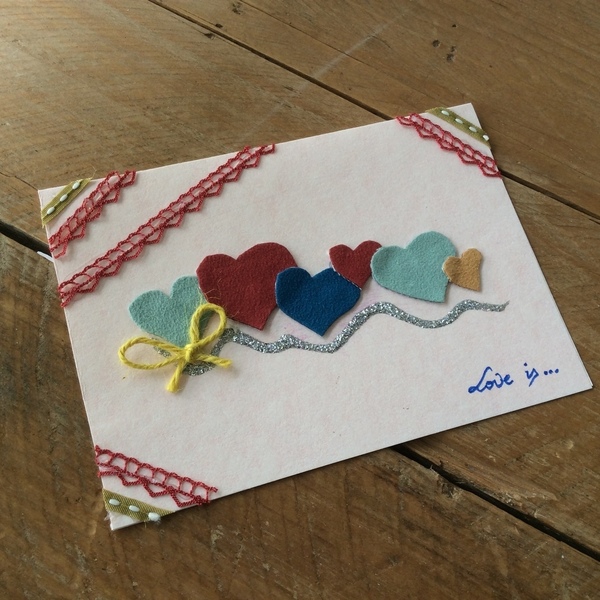Hearts...χειροποίητη κάρτα με βελούδινες καρδιές! - καρδιά, αγάπη, βελούδο, δωράκι - 2