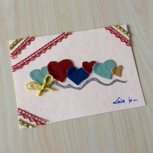 Hearts...χειροποίητη κάρτα με βελούδινες καρδιές! - καρδιά, αγάπη, βελούδο, δωράκι - 3