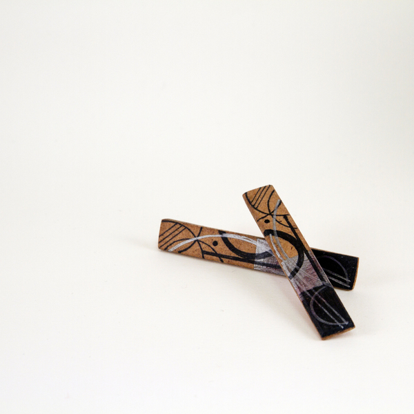 Ξύλινα σκουλαρίκια με γεωμετρικό μοτίβο "Denise" - ξύλο, σκουλαρίκια, γεωμετρικά σχέδια, minimal