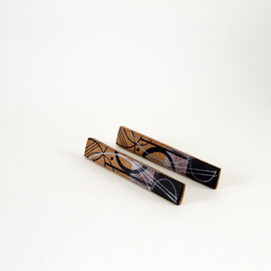 Ξύλινα σκουλαρίκια με γεωμετρικό μοτίβο "Denise" - ξύλο, σκουλαρίκια, γεωμετρικά σχέδια, minimal - 2