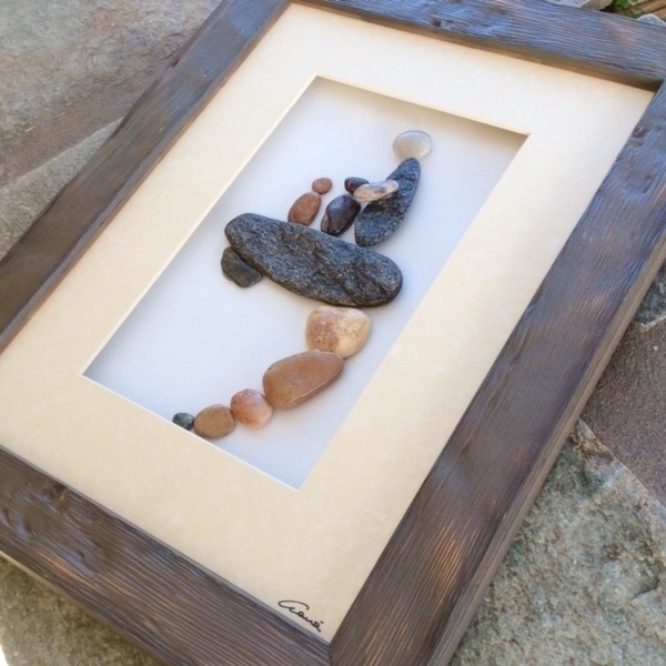 All together..Κάδρο με πέτρες και ξύλο! - ξύλο, πίνακες & κάδρα, χαρτί, διακόσμηση, αγάπη, πέτρες, παιδί, μαμά, θάλασσα, δωράκι, βότσαλα - 3