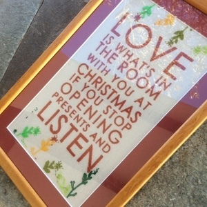 Love is..Κάδρο με κέντημα! - ύφασμα, ξύλο, πίνακες & κάδρα, διακόσμηση, αγάπη, κορδόνια, δωμάτιο, δωράκι, χριστουγεννιάτικο - 2