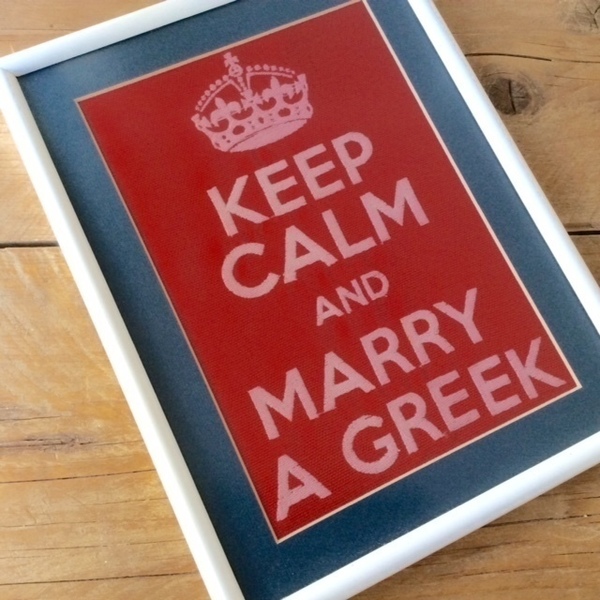 Keep Calm and Merry a Greek..Κάδρο με κέντημα! - ύφασμα, διακοσμητικό, ξύλο, πίνακες & κάδρα, κορδόνια, δώρα γάμου, δωράκι, σε αγαπώ, ερωτευμένοι - 2