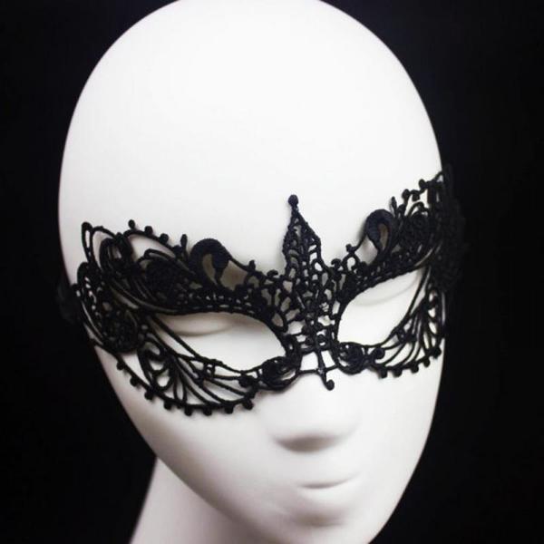 Μαύρη δαντελένια αποκριάτικη μάσκα - κορδέλα, δαντέλα, γυναικεία, αξεσουάρ - 2
