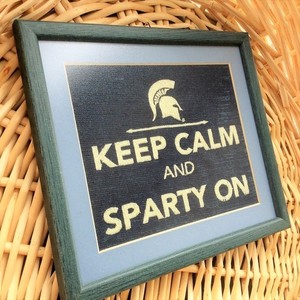 Keep Calm and Sparty On..Κάδρο με κέντημα! - ύφασμα, διακοσμητικό, ξύλο, πίνακες & κάδρα, σπίτι, κορδόνια, δωμάτιο, δωράκι, Black Friday - 3