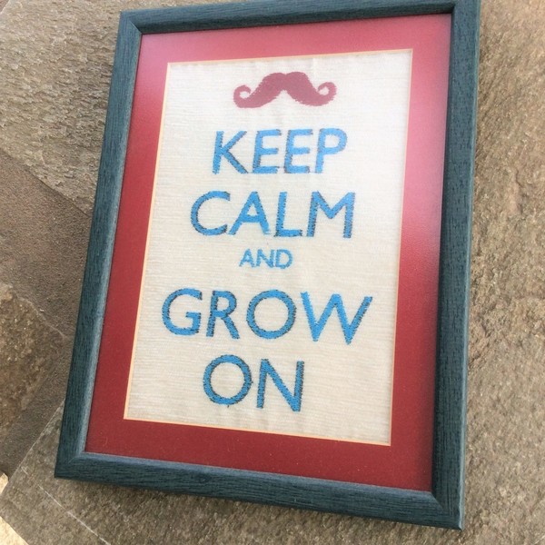 Keep Calm and Grow On..Κάδρο με κέντημα! - ύφασμα, διακοσμητικό, ξύλο, πίνακες & κάδρα, σπίτι, αγάπη, κορδόνια, δωμάτιο, δωράκι - 2