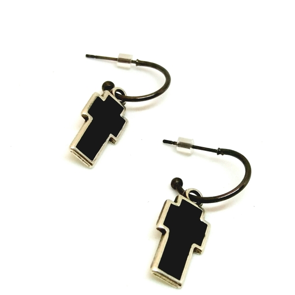 Σκουλαρίκια mini σταυρός - σταυρός, μέταλλο, σκουλαρίκια, boho - 2